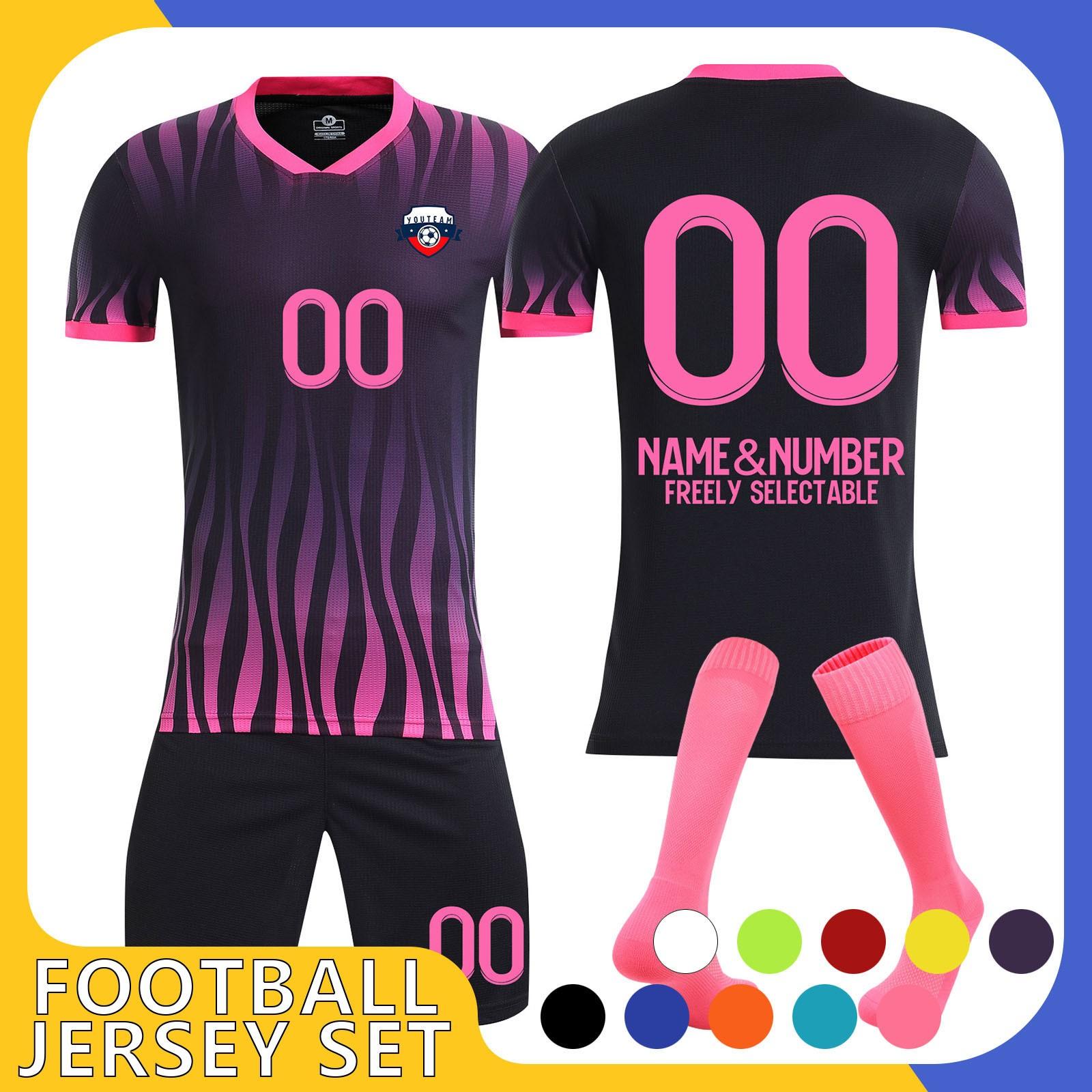 Customizable Soccer Jersey Set for Men Women Personalized & Number Breathable Quick-Dry Fabric & M чёрный