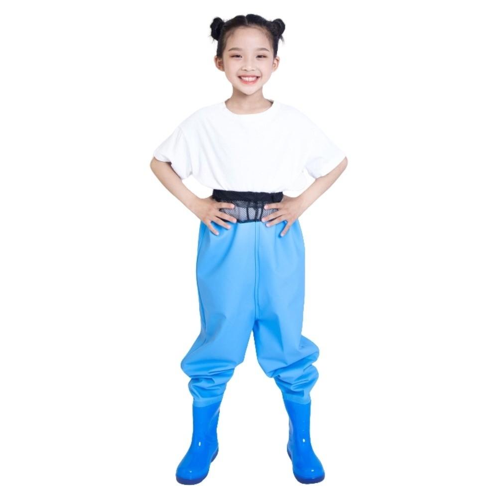 PVC Children Rain Pants Boots Half-Body Pants with Rain Boots Children Raincoat Jumpsuit  Fishing