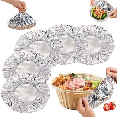 1/5/10/50 Pièces Couvercles Isolants Réutilisables en Papier d'Aluminium Couvercles Alimentaires de Cuisine Écologiques Pour Bols & Plats Rangement Pour Cuisine