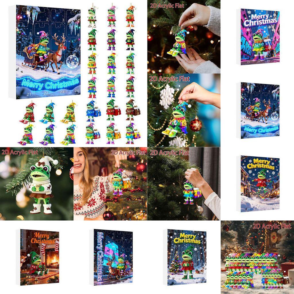 Christmas Countdown Calendar With Frog Acrylic Hanging Decorations For Holiday Room Decor