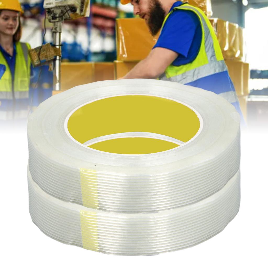 2 Roll Glass Fiber Tape 25mm Wide 50m Long Self Adhesive Strapping Tape for Transportation Appliance
