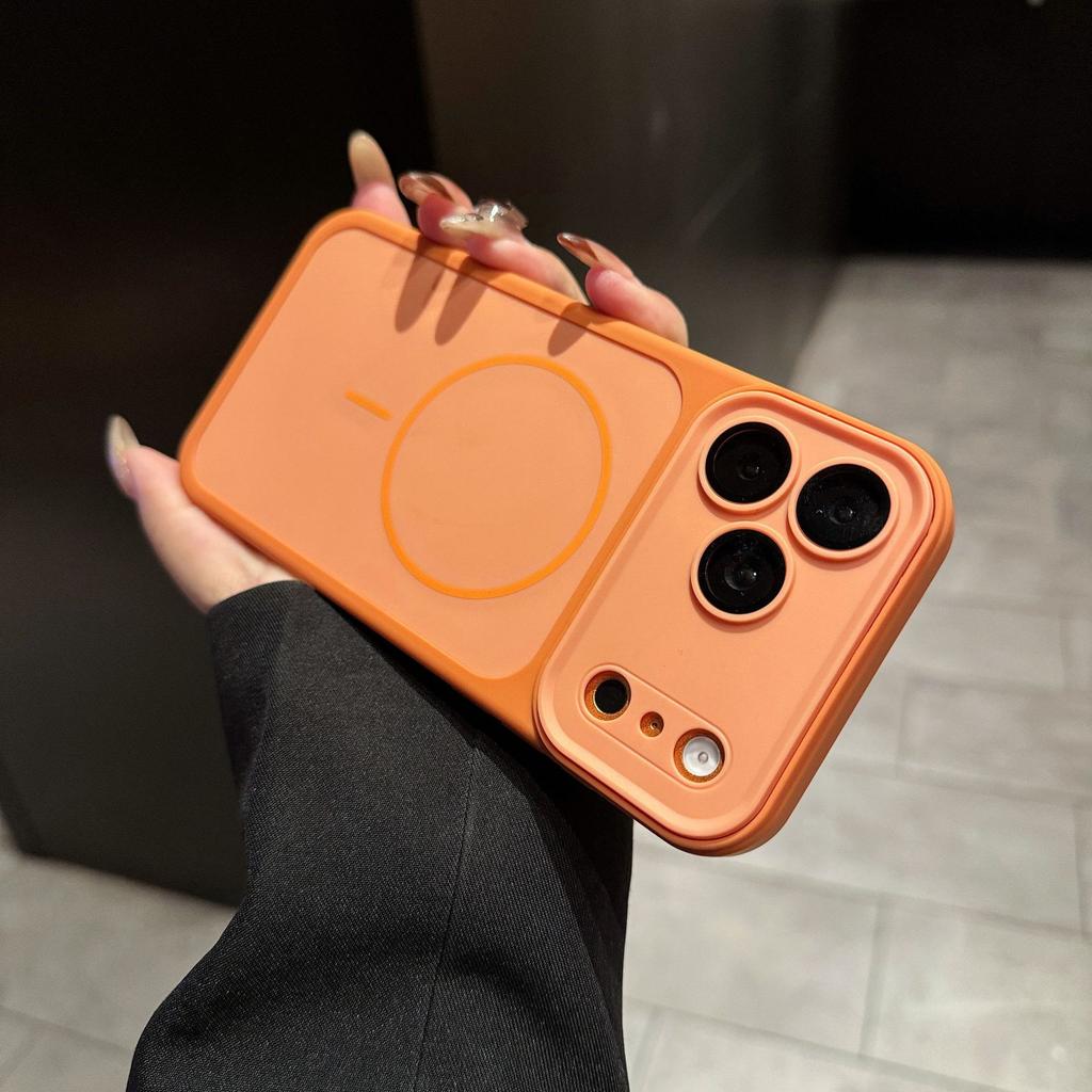 Two-Tone Skin-Feel Magnetic Phone Case with Large Camera Cutout, Shockproof Cover for IPhone 17 Pro Max / 16 Pro / 15 Pro