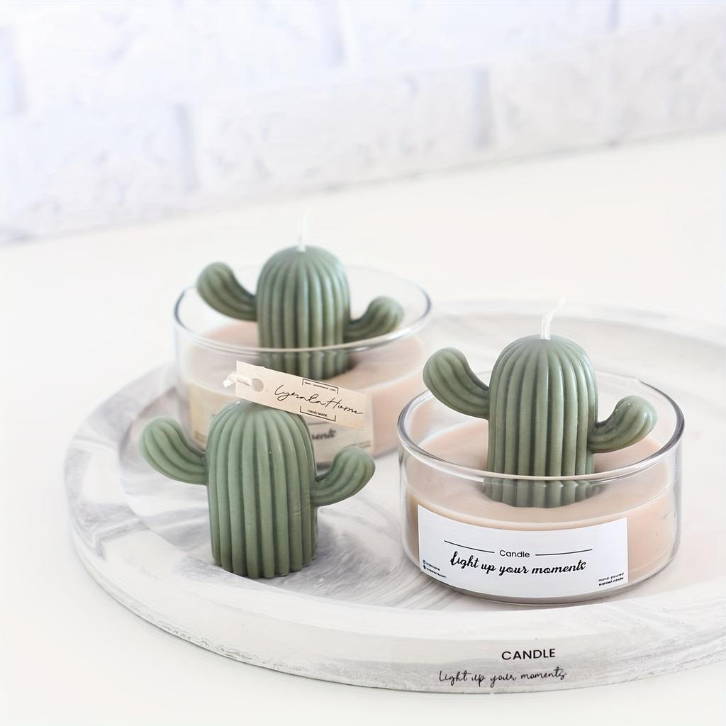 Cactus Shape Candle Making Silicone Mold - 3D Succulent Molds for DIY Handmade Candle, Cake Decor, and Clay Crafts