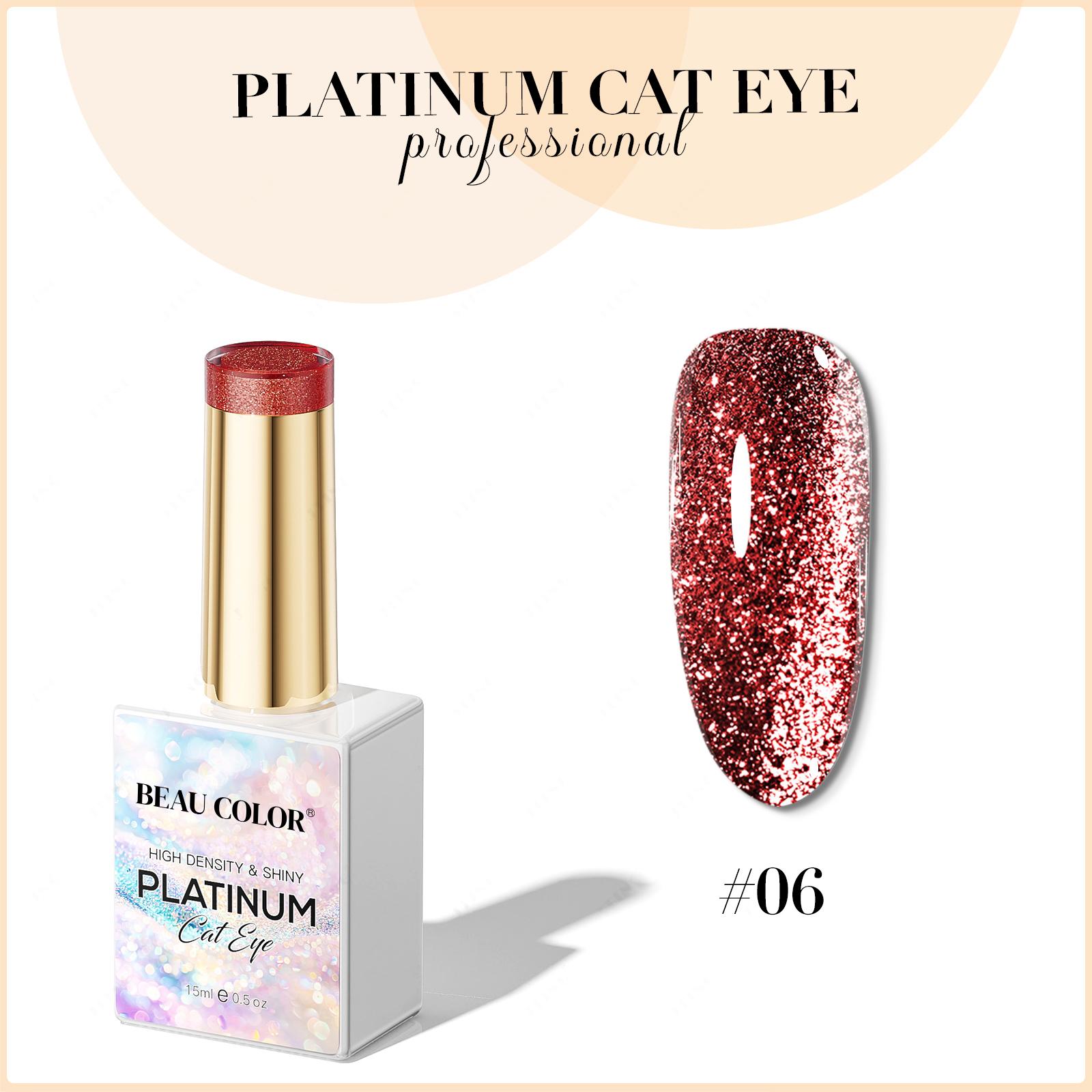 

BEAU COLOR 1 шт. 15 мл 6 цветов платиновый кошачий глаз гель лак для ногтей с высокой пигментацией замачиваемый кошачий глаз УФ/светодиодный гель для салонного дизайна ногтей и домашнего маникюра