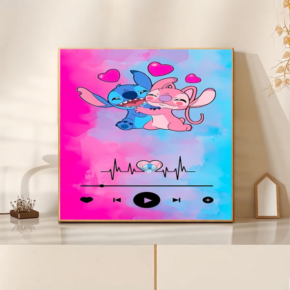 Stitch Angel Love 5D Round Diamond Painting Kit Diamond Embroidery Painting Rhinestones Mosaic Frameless Handwork Decoration Arts