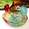 Plat à bonbons en verre cristal forme poulet, Bol à bonbons rétro avec couvercle, Assiette à dessert Bol à snacks Ornement pour décorations de maison