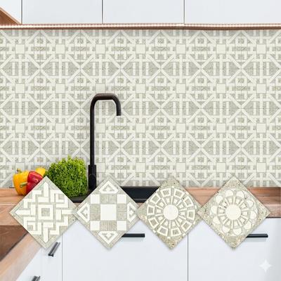 10 Pezzi Adesivi Piastrelle Stile Marocchino Impermeabili PVC Autoadesivi Decorazioni Murali Retro Mandala Murale per Cucina Bagno Pavimento Decorazione Fai da Te