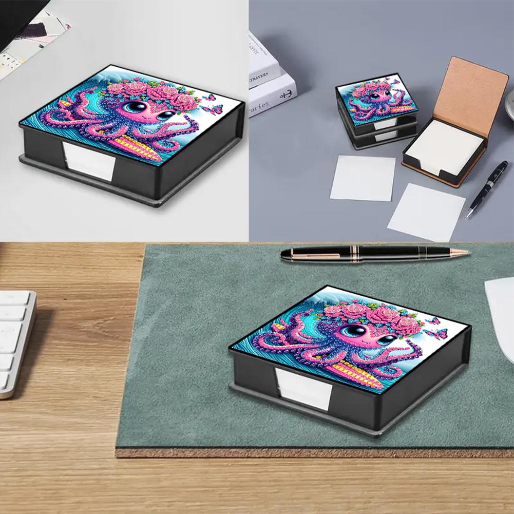 Leather 5D Diamond Painting Kit Note Box with 160 Sheets DIY Diamond Art Note Box for Home Office School Supplies