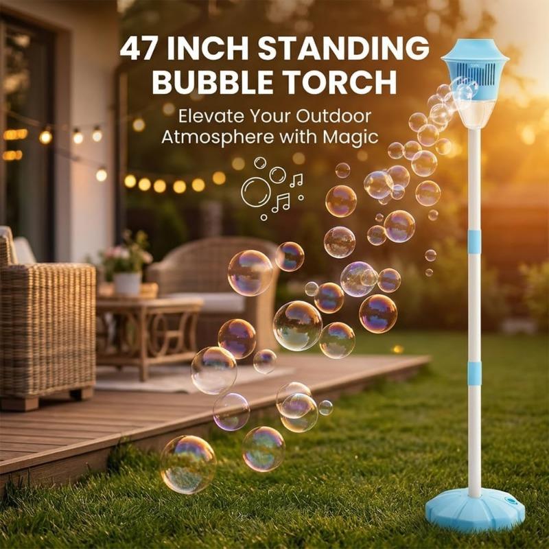 Street Lamp Bubble Tower with Lights, Rechargeable Standing Bubble Maker, Adjustable Height Street Light for Outdoor Garden, Patio, Wedding, Party