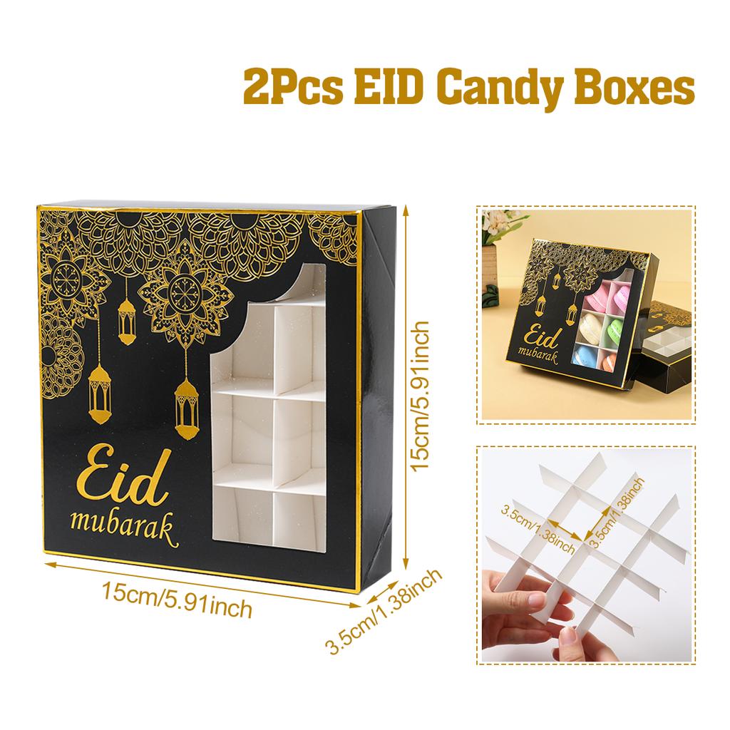Eid Mubarak Cake Box Cookie Dessert Box Ramadan Decoration for Home 2025 Ramadan Kareem Islam Muslim Party Supplies Eid Al-fitr