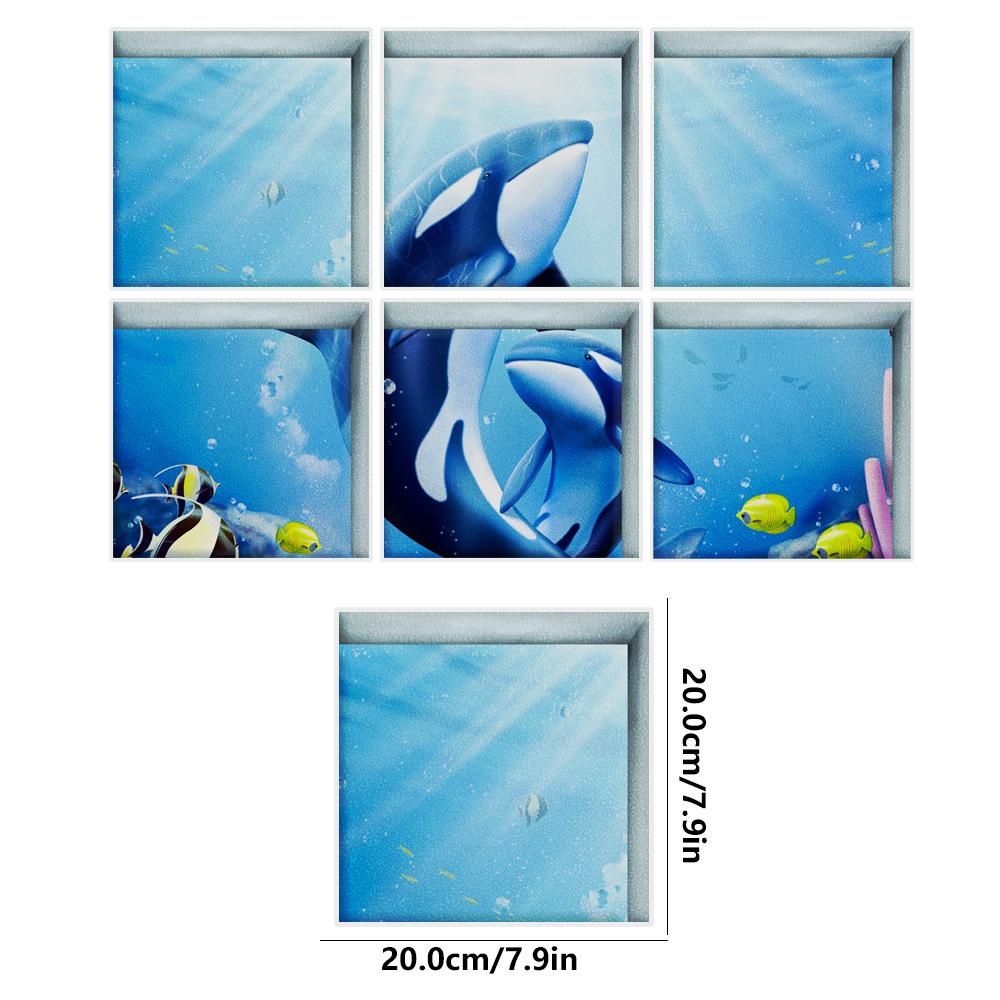 Bath Treads Stickers Beach Pattern Square 3D Adhesive Anti Slip Tub Safety Decals Mat Waterproof Shower Tub Sticker