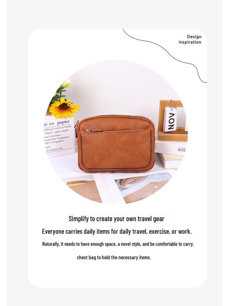 Unisex crossbody ledvinka z PU kůže s nastavitelným popruhem