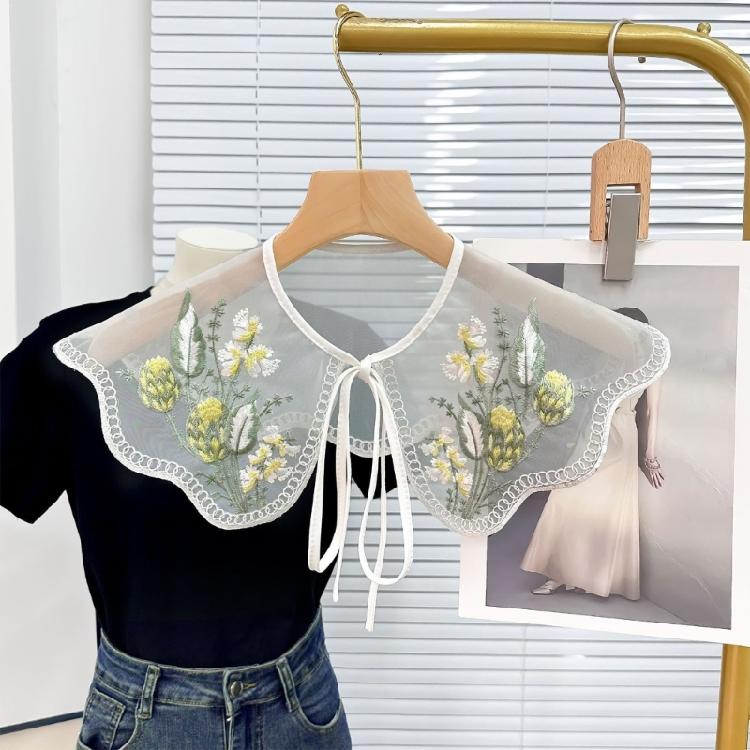 Embroidered Flower Blouse Collar Faux Collar Shirt False Collar Dress Decorative Collar Shawl Wrap Women Clothing Decors