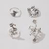 Popular Women's Ring Fashion Personality Ancient Silver Mori Vine Leaf Flower Ring Four-piece Set