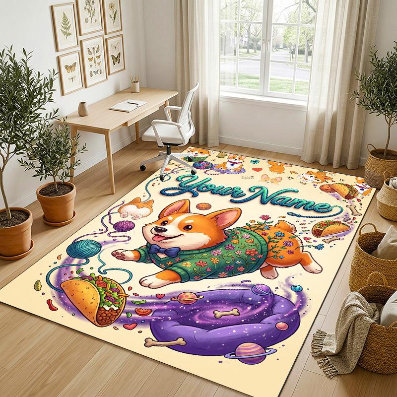 Celebration Party Theme Crystal Velvet Rug Personalized Custom Name Text Soft Floor Mat Home Decor