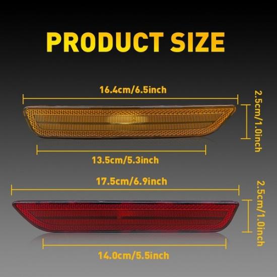 For 2010-2014 Ford Mustang Smoked Lens Front & Rear LED Side Marker Lights 4PCS