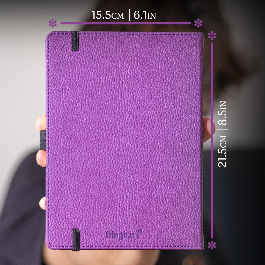 Wild Animals Lined Medium Purple A5 Hardcover Cream 100gsm Paper Bookband Bookmark Included Dingbats - Notebook, Birch, - - Ink-Resistant - Pocket, &