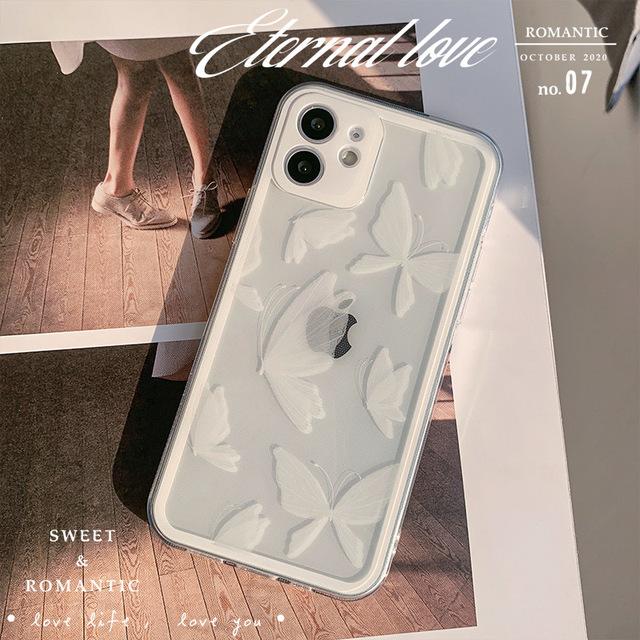 Dearm Butterfly Silikon stoßfeste weiche süße Handyhülle für iPhone 12 13 14 Pro Max 11 Xr Xsmax Xr 7 8 Plus Cartoon Cover Shell