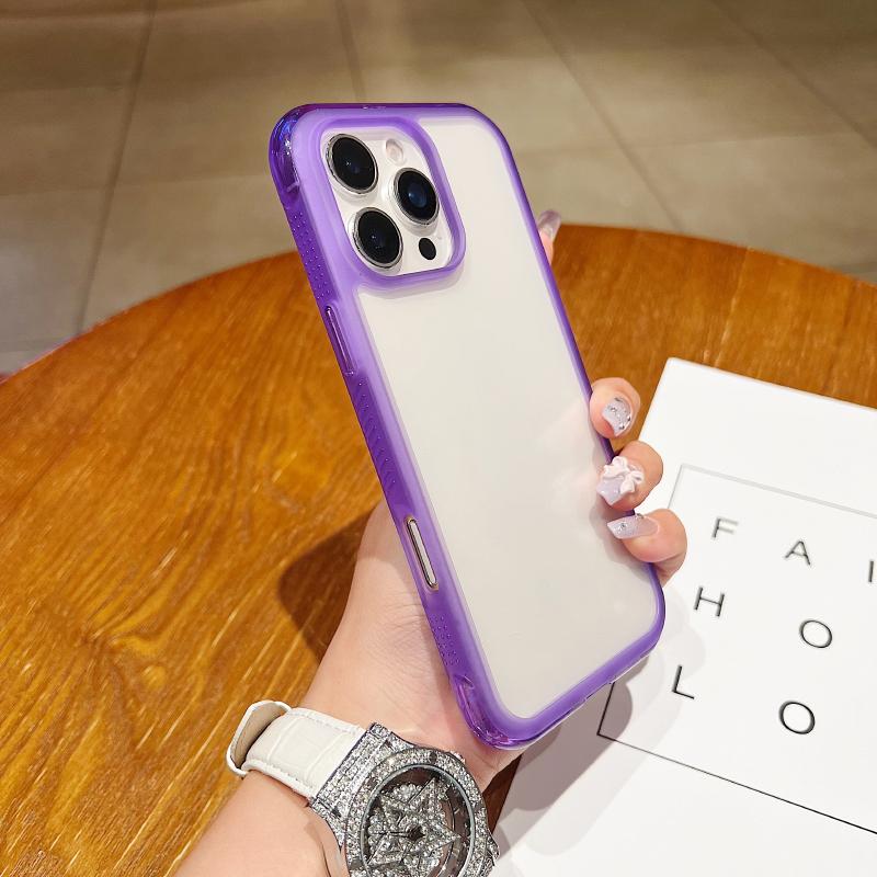 New Solid Color Border Four Corner Anti Fall HD Transparent Bumper Phone Case For iPhone 17 Pro Max Air 15 12 13 14 16 Pro Max