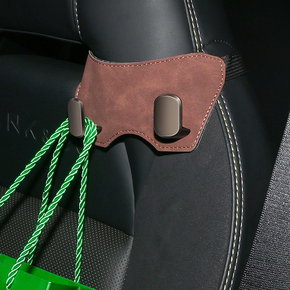 Car Suede Leather Hook Sports Seat Back with Dual Hooks Integrated Vehicle Hook for Car Storage Metal Hook