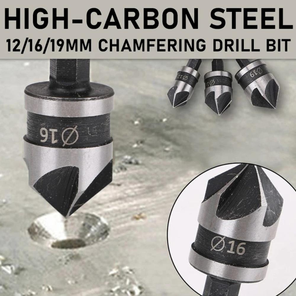 3pcs/1Set 90 Degree Countersink Drill Hexagonal Shank Drill Bit Cutter  Woodworking Hole Opener