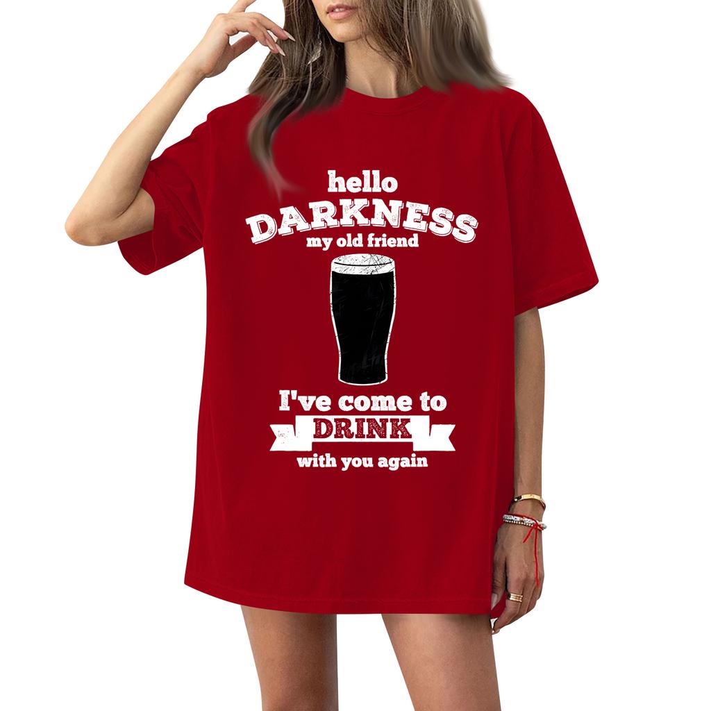 ( Darknss My Old Freend) Women's Fashion Casual Short-Sleeve Neck St. Patrick's Day Printed Shirt/T-Shirt Top