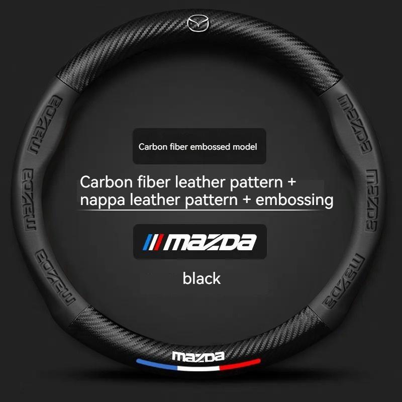 Carbon fiber Leathe Car Steering Wheel Cover For Mazda 3 5 6 SKYACTIV Axela Atenza CX30 CX5 CX8 CX9 MX5 RX8 RX7 BT50 Accessories