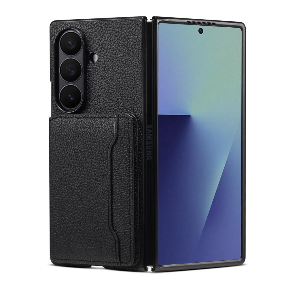 Luxury Litchi Leather Solt Card Holder Folding Wallet Case For For Samsung Galaxy Z Fold 7 6 Fold5 Shockproof Soft Silicone Cover