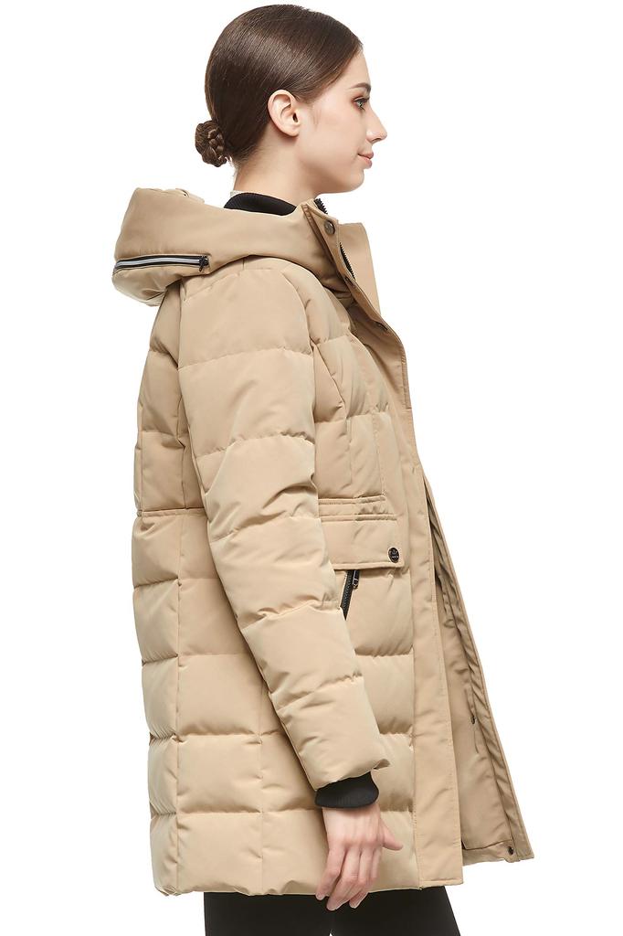 Down Long Ribbed Solid Perfect for and Stylish and Warm for Fall and Winter Women's Jacket, Coat, Hooded, Knit, Warm, Windproof, Cold-Proof,