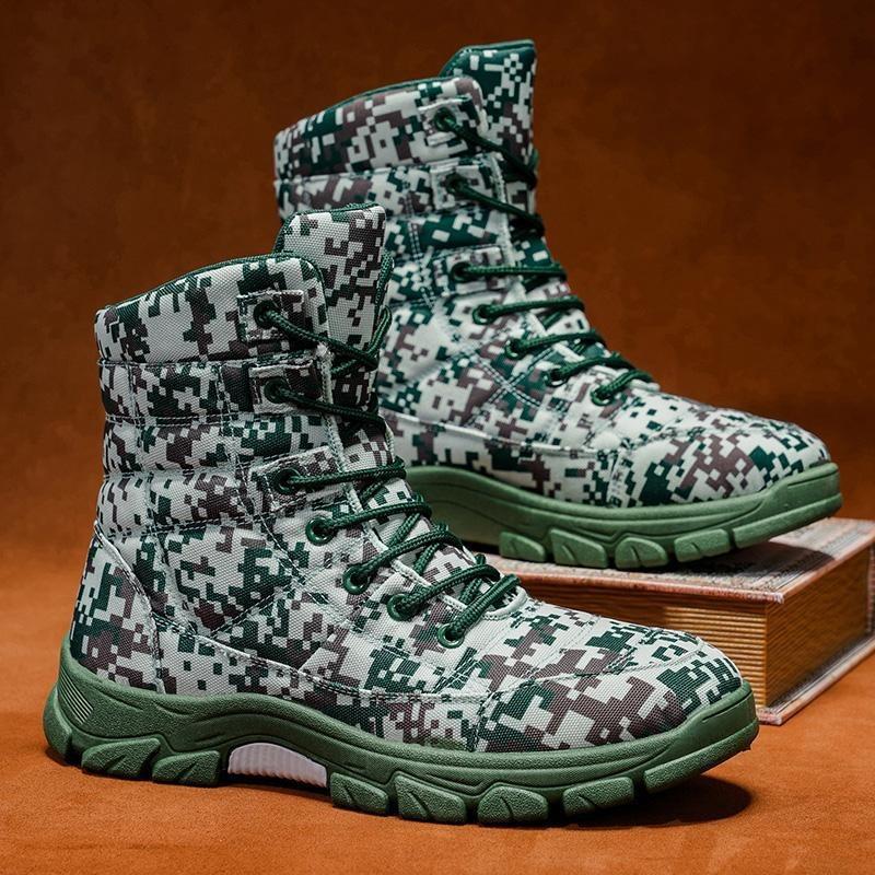 Men's boots camouflage high-top outdoor off-road hiking camouflage military boots mountaineering shoes large-size high-top mountaineering boots