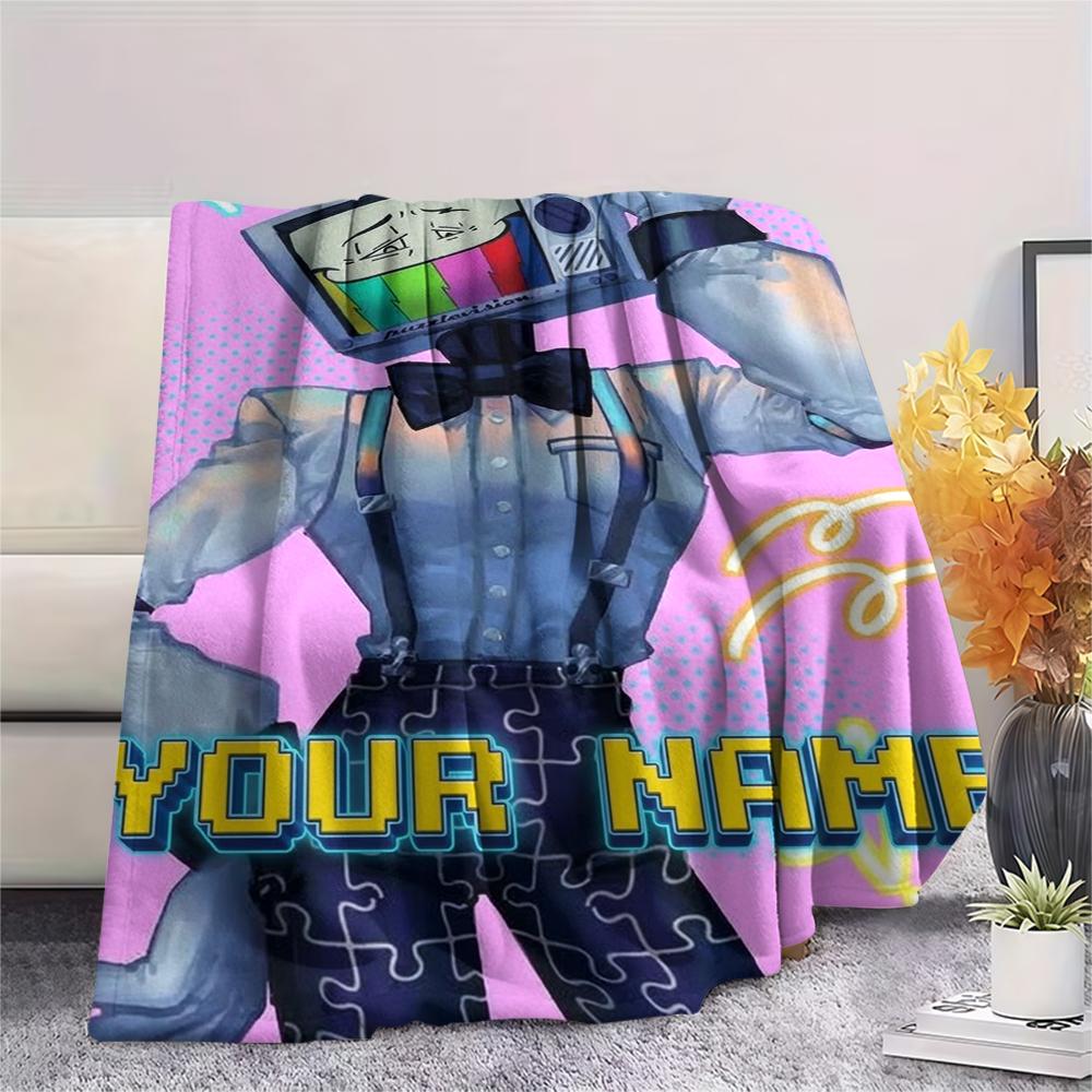 1PC Custom Name Mr Puzzles Patterned Flannel Blanket Suitable For All Seasons for Home Decor Warmth and Comfort Gifts Holiday Present