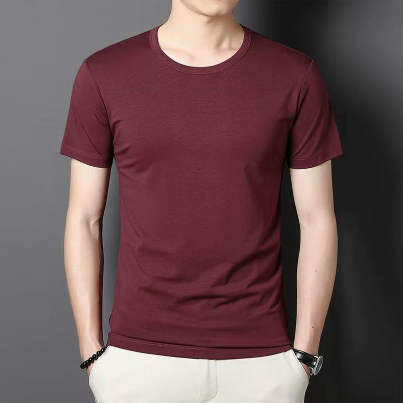 Korean Men's Slim Fit Short-Sleeved Round Neck T-Shirt, Black & White, Large Sizes, Summer Inner Wear