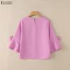 ZANZEA Women Casual Round Neck Loose 3/4 Sleeve Blouse