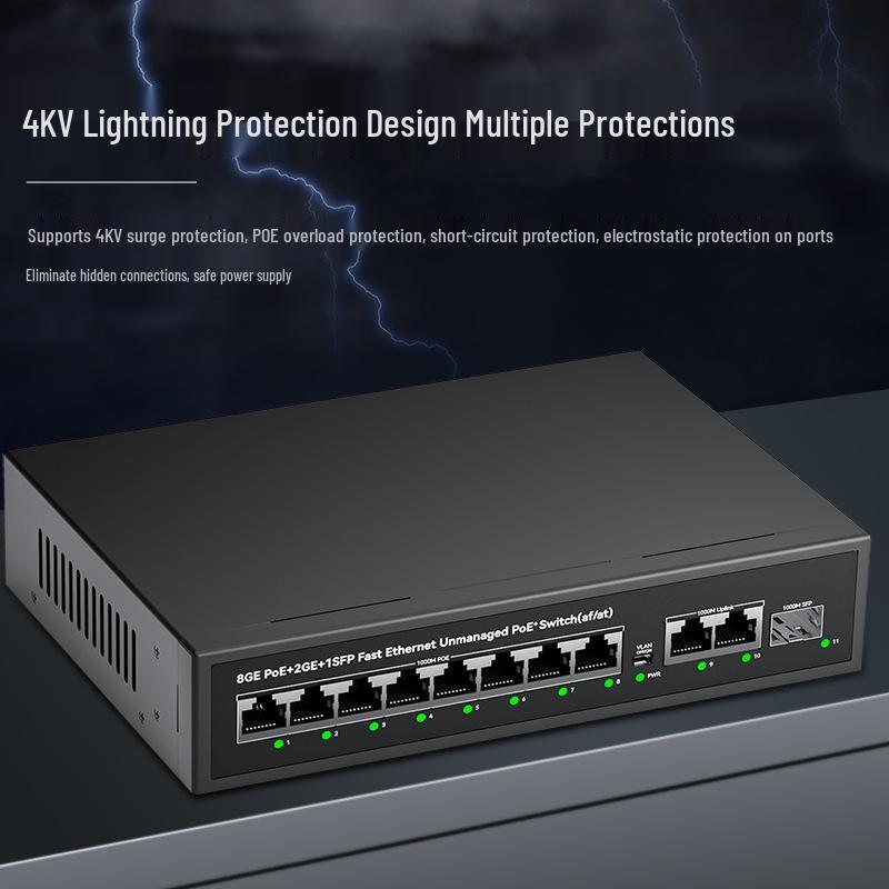 Standard Smart PoE Switch with Gigabit Transmission, 100 Megabit Routing, Wireless AP, Surveillance Camera Connectivity