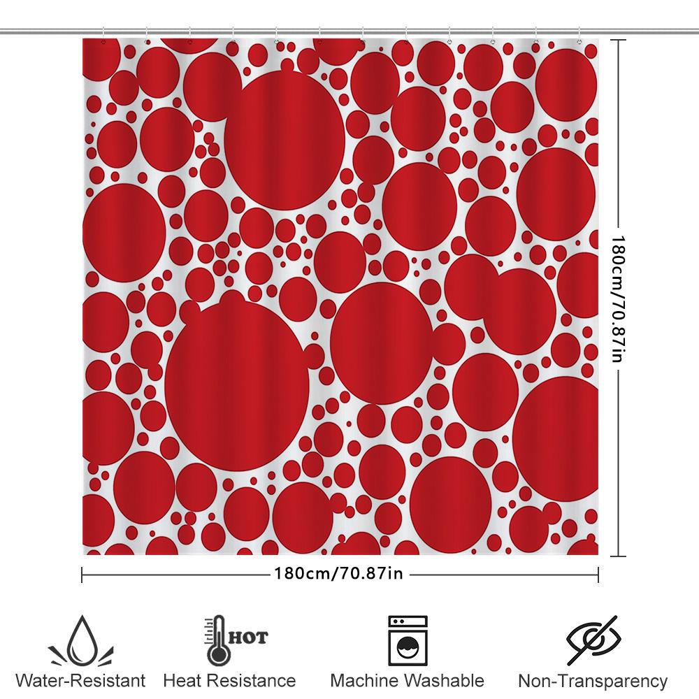 Red Polka Dot Shower Curtain Modern Bathroom Decor Waterproof Fabric Liner Vintage Farmhouse Style Washable Home Textile