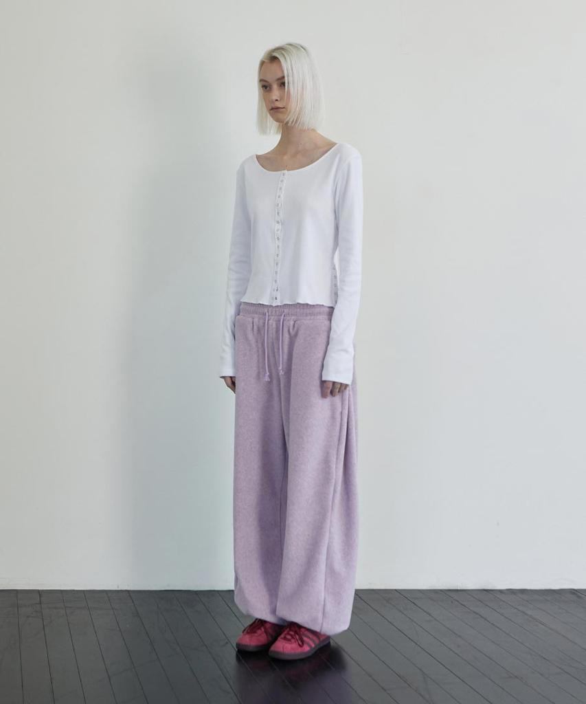 Lense Melange Fleece Pintuck Pants Gray Pink