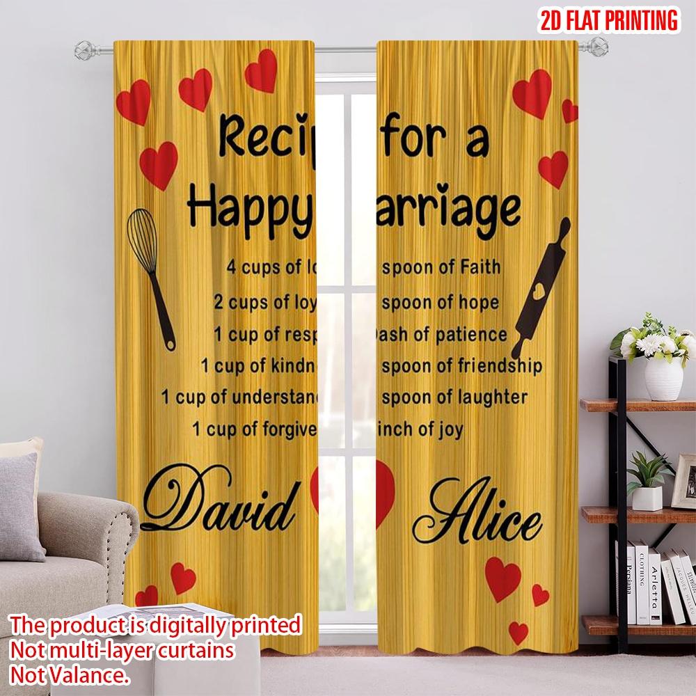 

2pcs,2D plane printing Curtains Joyful Recipe Versatile Durable Polyester (without rod) All Seasons Perfect for Bedroom, Living 52.50 × 116.00 cm 2 pcs