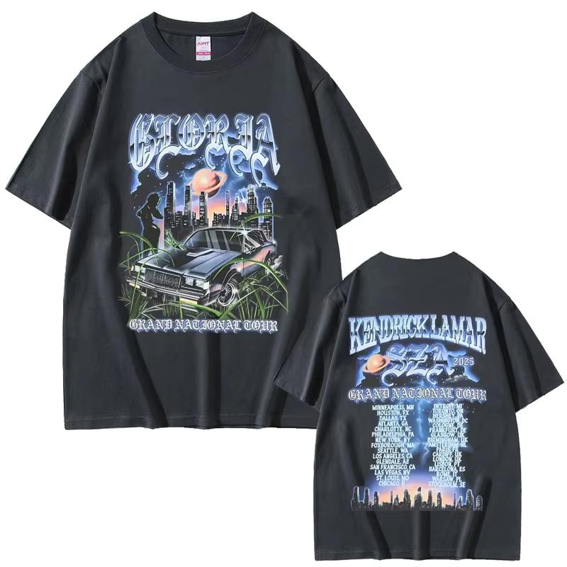 Rapper Kendrick Lamar SZA Grand National Tour Tshirt Men Women Hip Hop Fashion Pop Music T Shirts Unisex pure Cotton Top