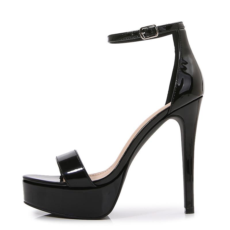 Sandali Donna con Tacchi Alti 15cm Tacchi Super Alti Tacchi Sottili Piattaforma Impermeabile Cinturino a Bottone Singolo Scarpe da Donna Sexy
