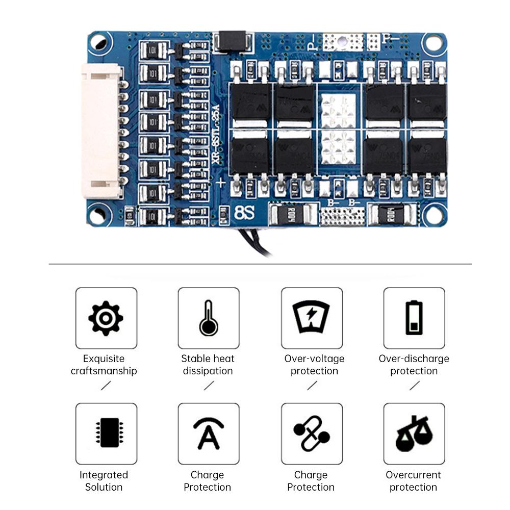 LiFePo4 Battery BMS 8S 24V 15A/20A/25A Same Port Balanced Charge Board Equalizer with NTC Temp Protection For Electric Tools