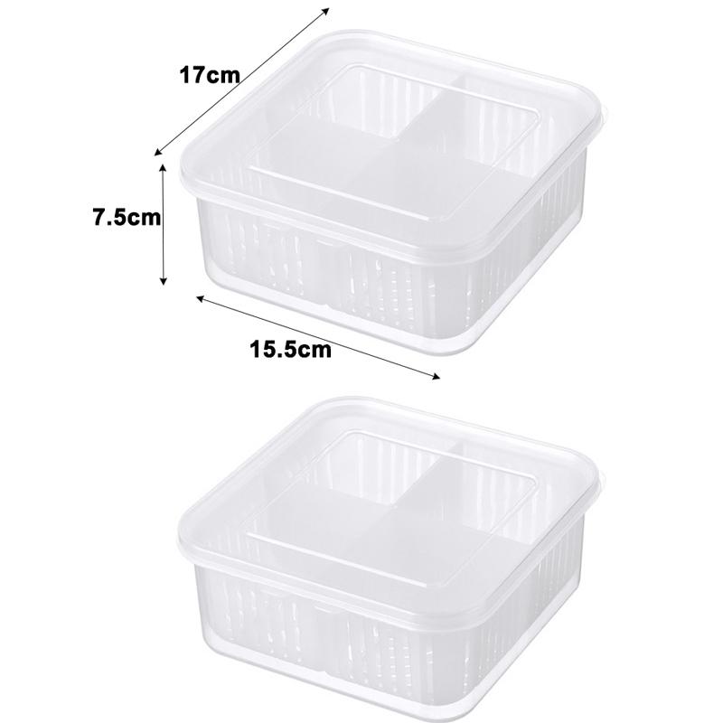 4 Grids Refrigerator Storage Box Food Vegetable Fruit Storage Box Fridge Organizer Drain Basket Meat Onion Ginger Clear Crisper