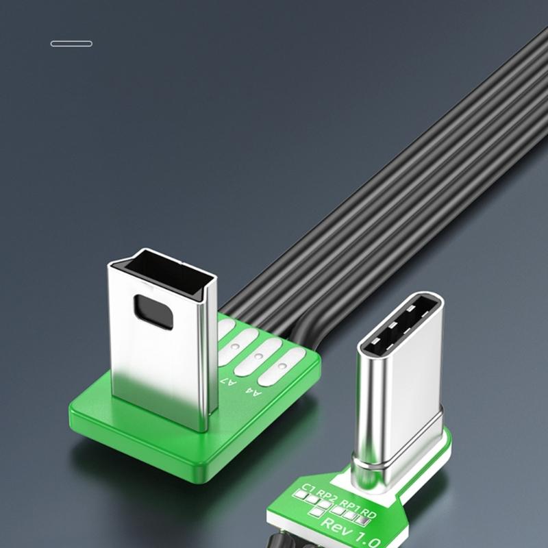 Multiple Length Option Right Angle To USB Charging Wire For Portable Devices Charging Cord Data Transfer