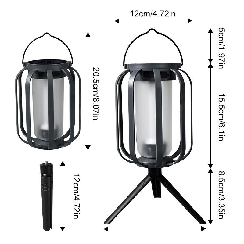 2025 New Solar Flame Camping Lantern Outdoor Decorative Hanging Light Garden Decor Tripod Atmosphere Lamp