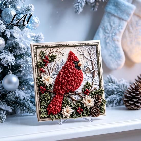 Handmade Poke Art Kit 3D Christmas Fabric Kit DIY Punch Needle Embroidery Set Painting Set Holiday No-Sew Crafts Projects for Adults and Beginner
