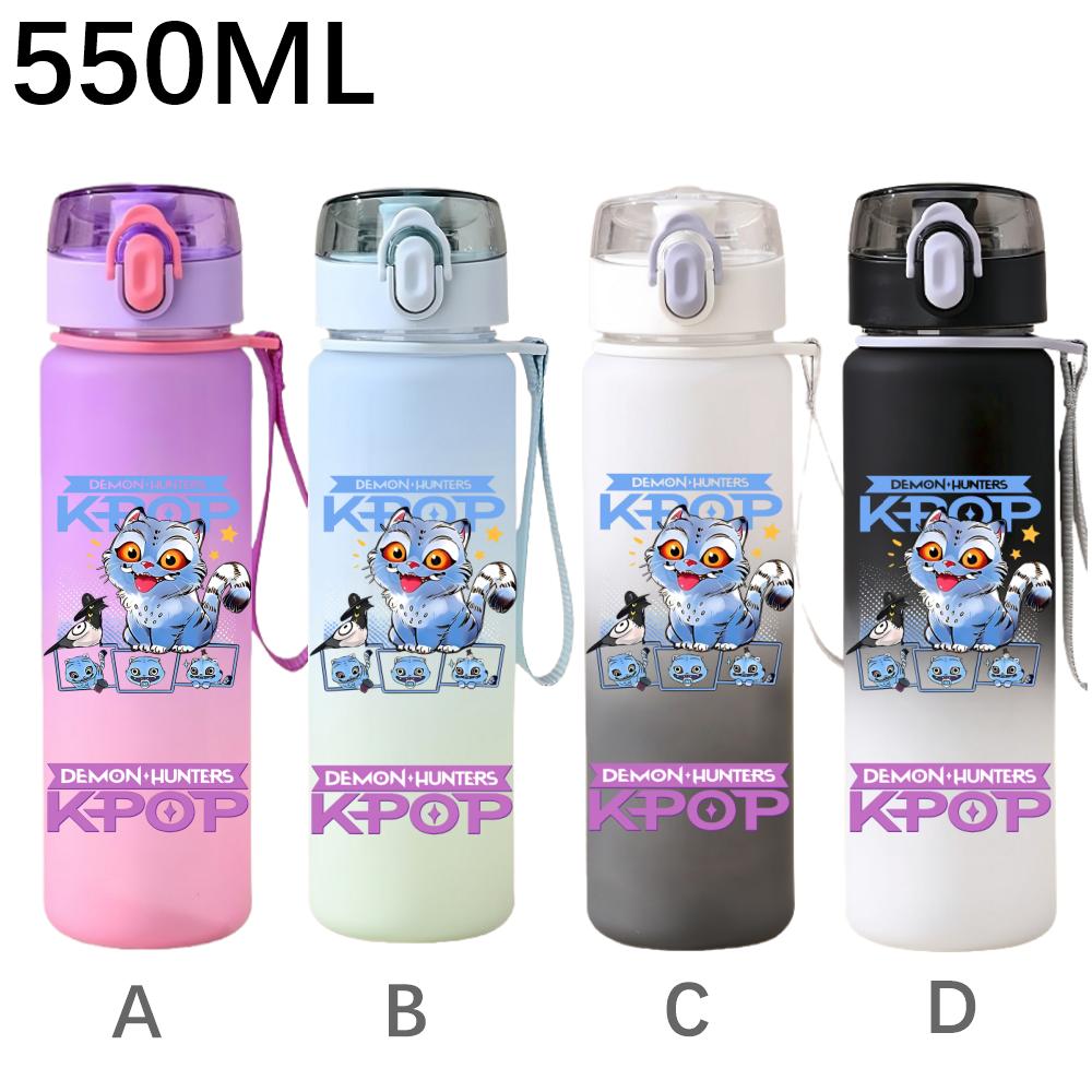 550ML KPop Demon Hunters Cartoon Print Sport Water Bottle Leak Proof Water Cup Outdoor Sports Drinking Bottle Birthday Gifts