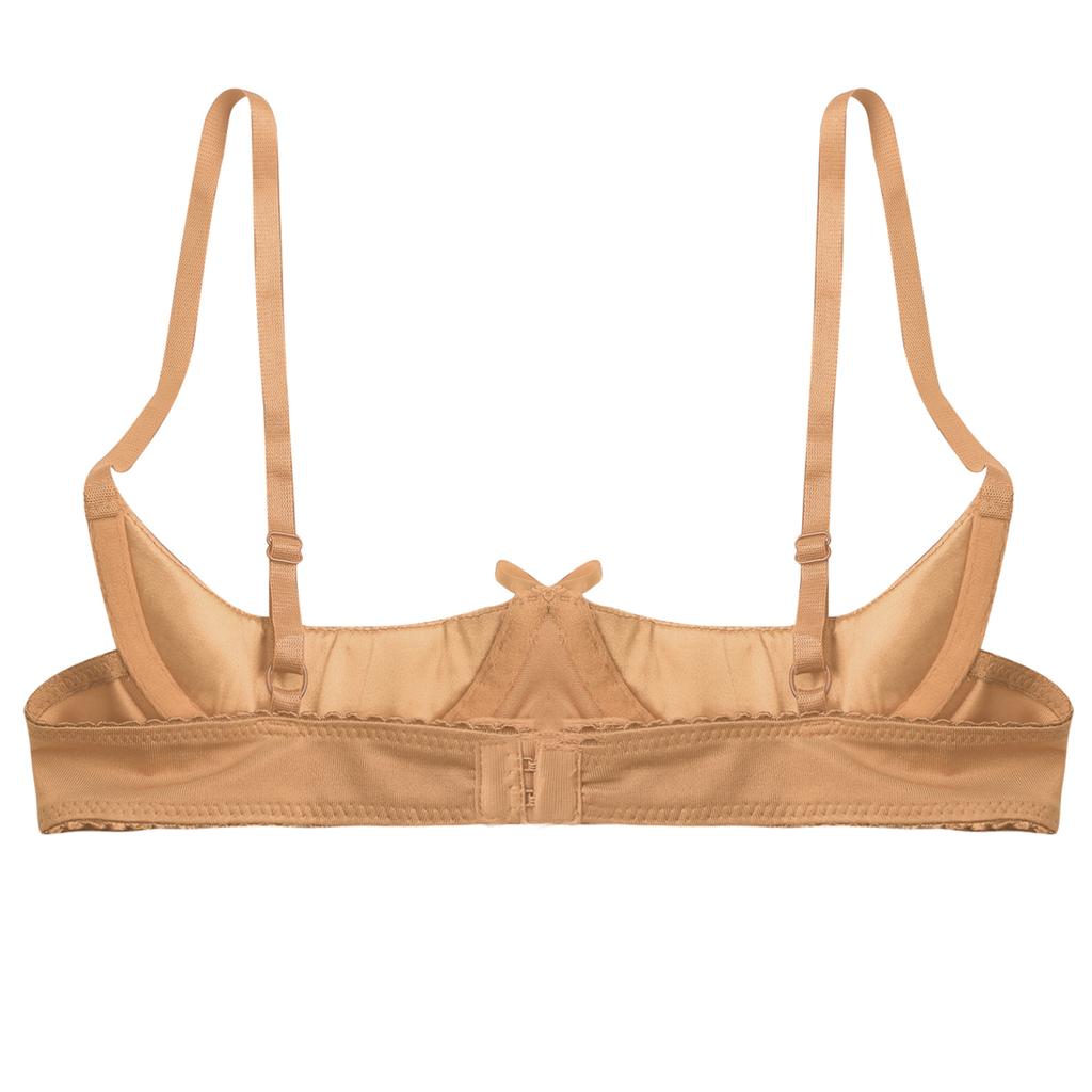 Women Satin Lingerie Underwire Half Cup Bow Push Up Bralette Shelf Bra Tops Corset Bustier Underwear Nightclub Costume