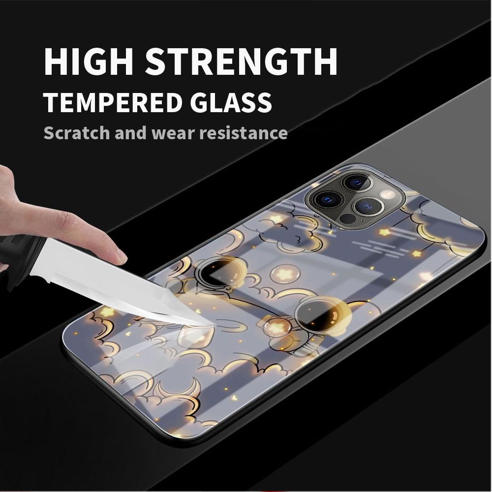 Glass Case For Apple iPhone 14 13 11 12 Pro 7 XR X XS Max 8 6 6s Plus SE 2022 13Pro Tempered Phone Tampa Astronaut Light