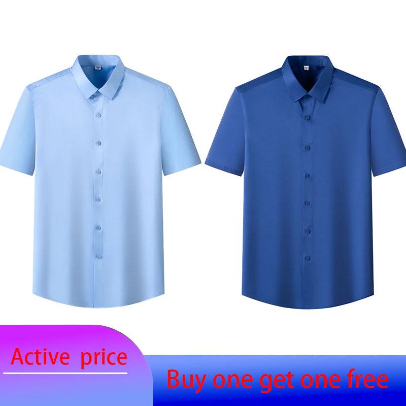 6XL Men's Short Sleeve Shirt Summer New Style Ice Silk Ice Feeling High Quality Large Size No Iron Business and Leisure
