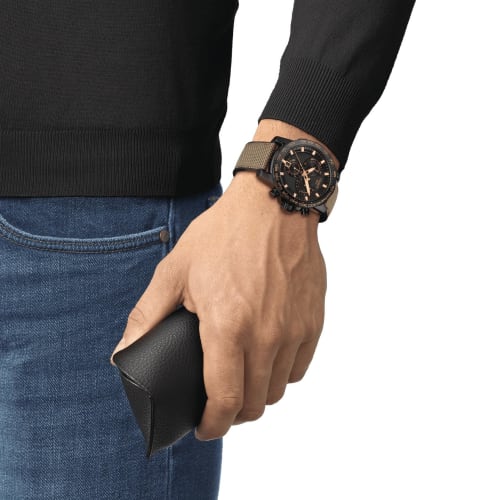 Tissot Super Sport Chronograph Watch, Textile Strap, Black Dial, Officially Imported, Men's, Model T1256173705101