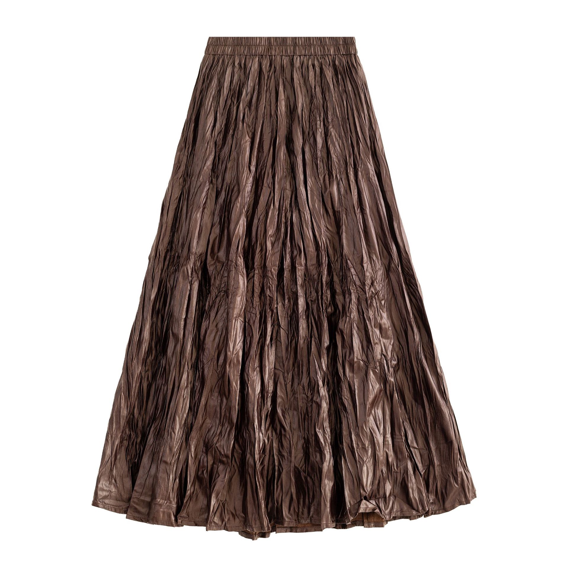 

Юбка из искусственной кожи с фактурной плиссировкой, женская осенняя ретро-мода, эластичная, с высокой талией, плиссированная юбка-слово One Size